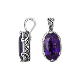 Handcrafted 925 Silver Oval Pendant With Amethyst Quartz For Women